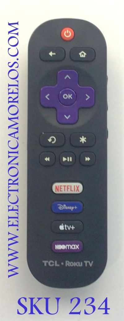 CONTROL REMOTO PARA SMART TV TCL ROKU / NUMERO DE PARTE JH-14170 / GZL-P20042 / 21001-000071 / 017030103xA4MODELOS 49S403D / 55S425-MX